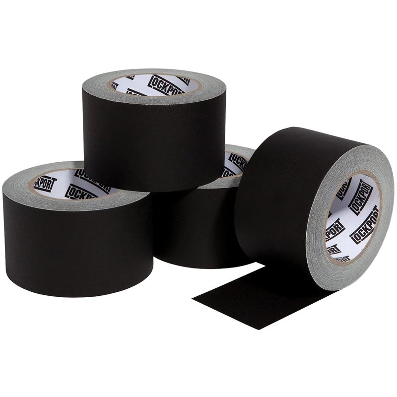 Lockport Black Gaffers Tape 3 inch x 30 Yards - 4 Pack Pro Black Gaff Tape - No Residue, Water Resistant, Non-Reflective, Easy Tear - Multipurpose - Image 1